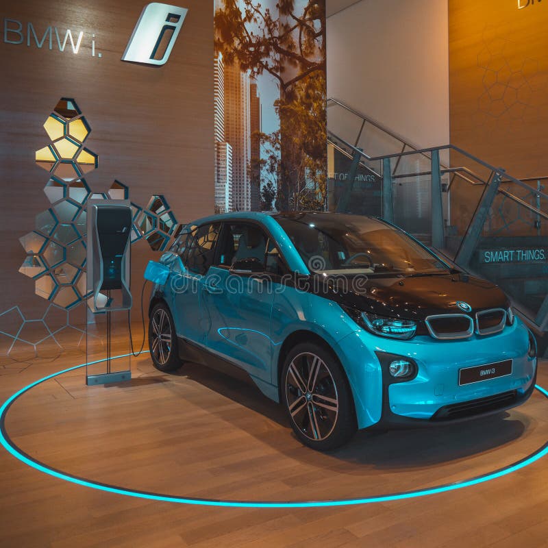 BMW i3 e-drive in front of BMW Museum at Munich, Germany.