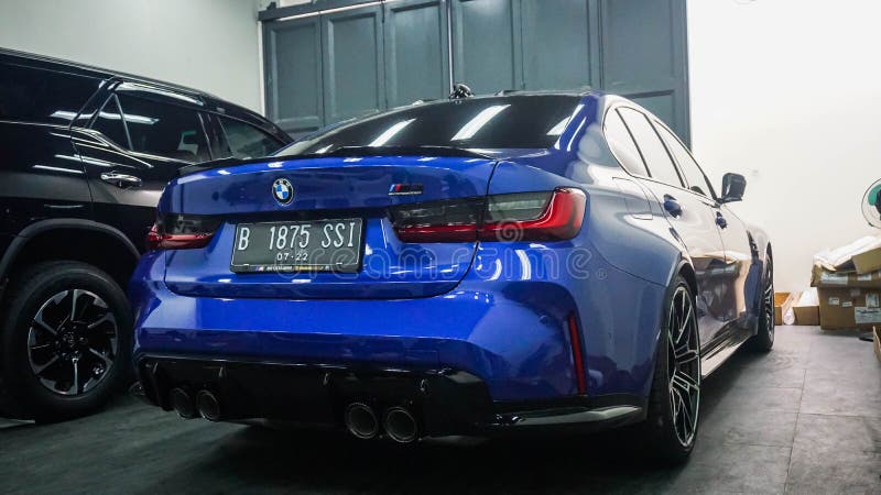 Surakarta Indonesia June 29 2022 G80 BMW M3 is the sixth generation of BMW M3. It available in four doors sedan and station wagon bodystyle. The engine is S58 six cylinders twin turbo that able to produced 510 horsepower. Surakarta Indonesia June 29 2022 G80 BMW M3 is the sixth generation of BMW M3. It available in four doors sedan and station wagon bodystyle. The engine is S58 six cylinders twin turbo that able to produced 510 horsepower