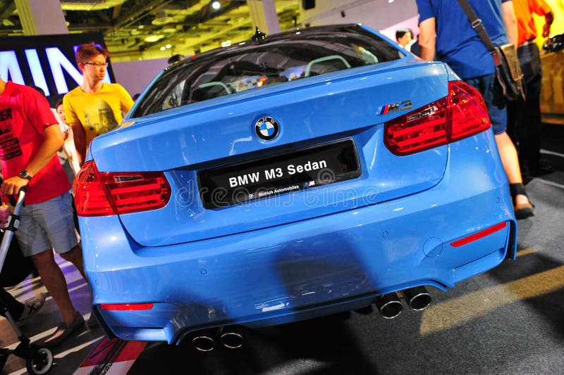 SINGAPORE - AUGUST 2: BMW M3 Sedan on display at BMW World 2014, taken on August 2, 2014 in Singapore