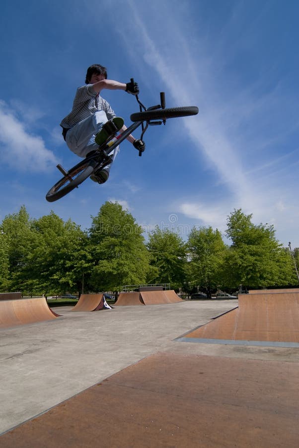 BMX Bike Stunt Table Top stock image. Image of ride, male 14100991