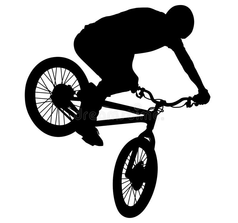 BMX Jump Freestyle Trick, Bmx Black Silhouette. Stock Image Image of