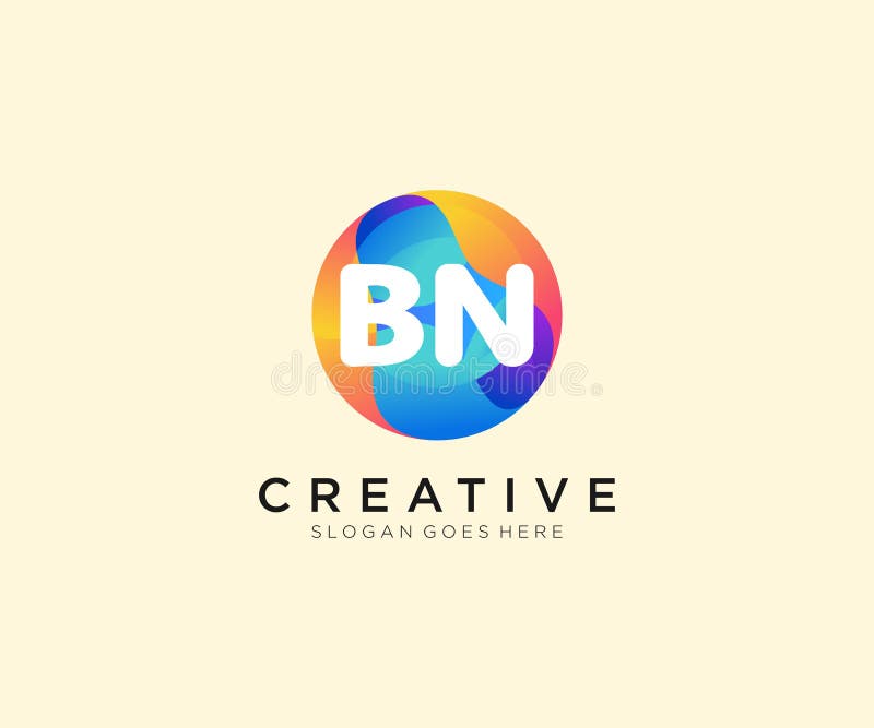 BN initial logo With Colorful Circle template vector vector illustration