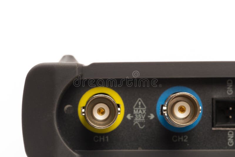 BNC input connector of digital signal oscilloscope royalty free stock image