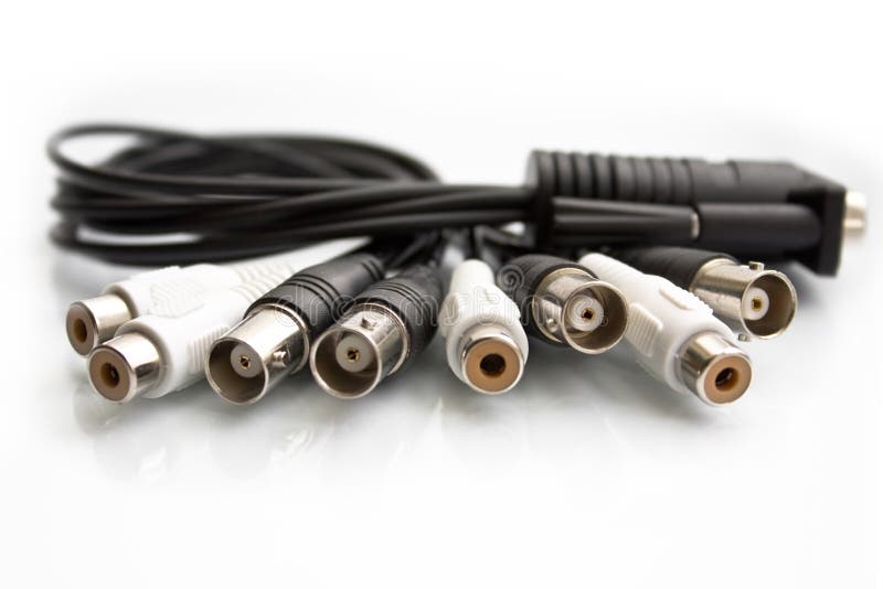 BNC and RCA Terminated Coaxial Cables Isolated Stock Image Image of