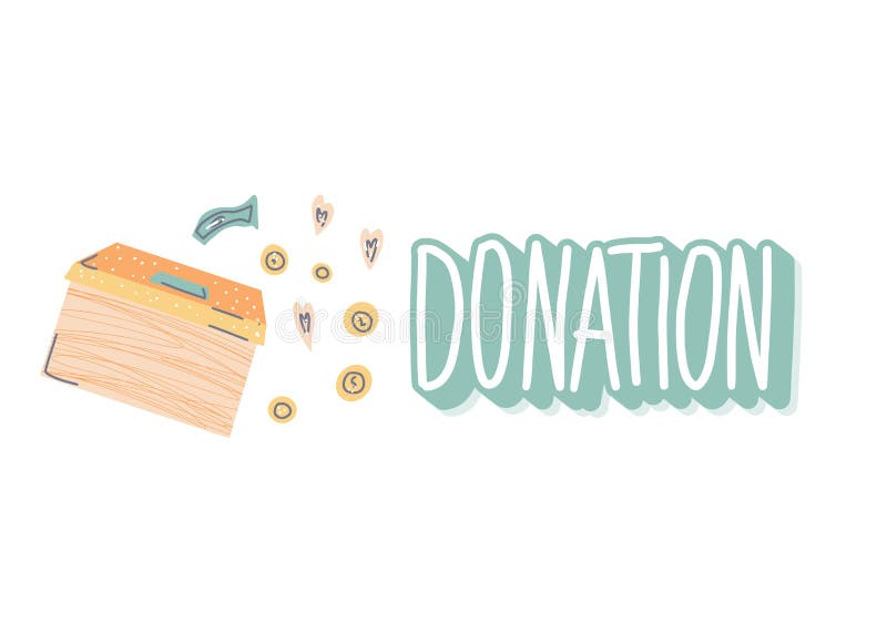 Bo?te de donation de vecteur avec le lettrage et le d?cor illustration stock Bo?te de donation de vecteur avec le lettrage et le d?cor illustration stock