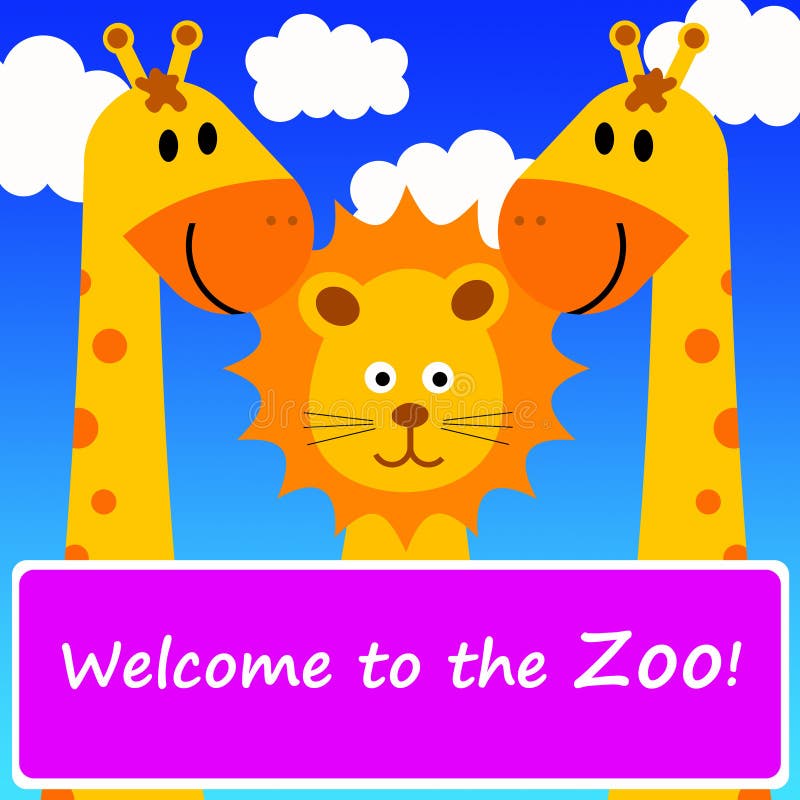 Happy animals welcoming kids to the zoo. Happy animals welcoming kids to the zoo