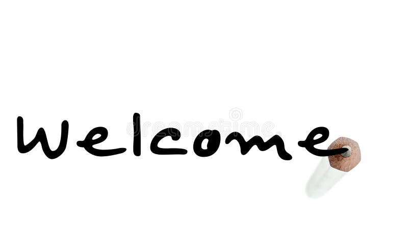 Welcome back to school inscription with a tip of a graphite pencil on a white background. Welcome back to school inscription with a tip of a graphite pencil on a white background