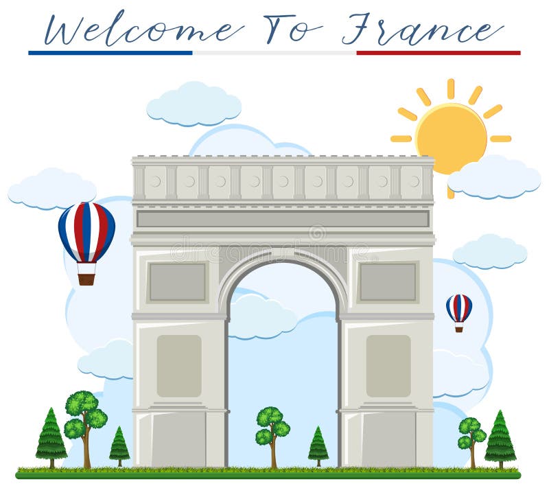 Boa vinda a france arco de triunfo ilustração stock Boa vinda a france arco de triunfo ilustração stock
