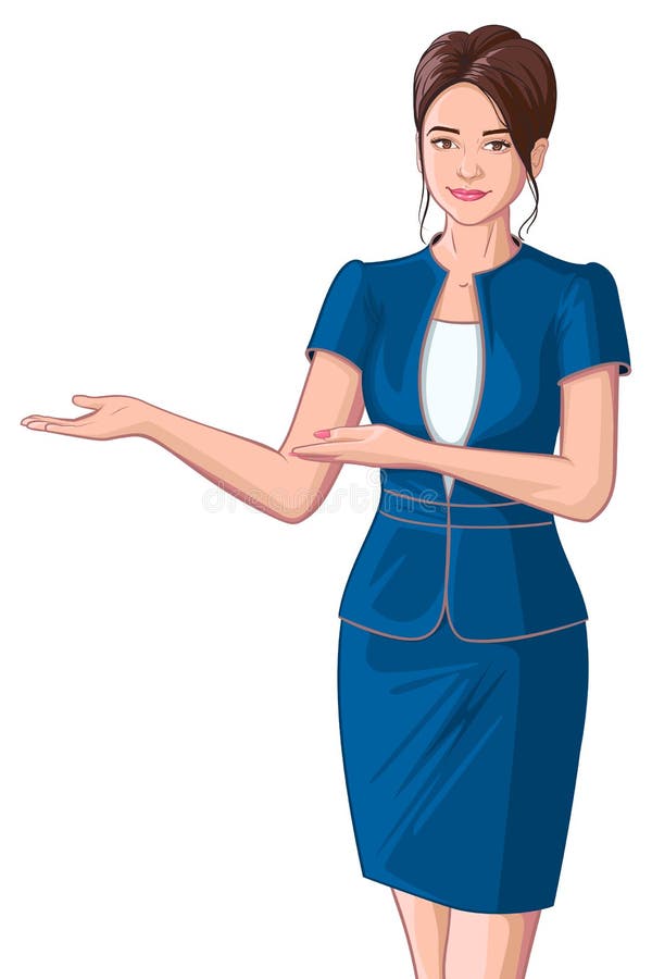 Boa vinda nova bonita da exibição da mulher de negócio ilustração stock Boa vinda nova bonita da exibição da mulher de negócio ilustração stock