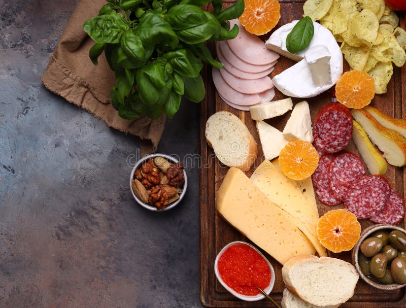 Board Cheese and Sausage Assorted Stock Photo Image of meat