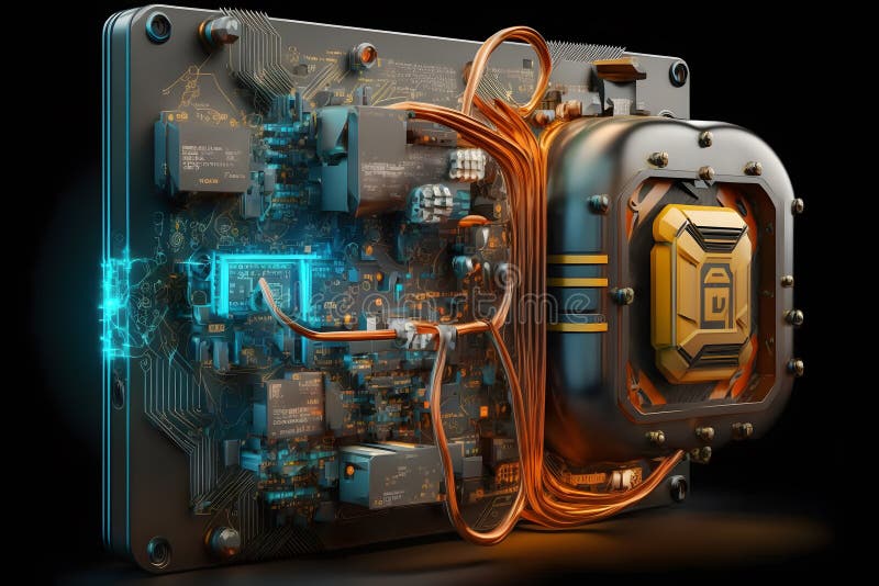 A Board with Chips and a Gaming Graphics Card Processor. Progressive