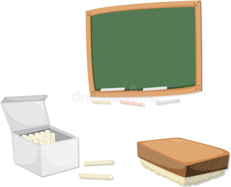 Board, duster and chalkes stock vector. Illustration of duster 16032057