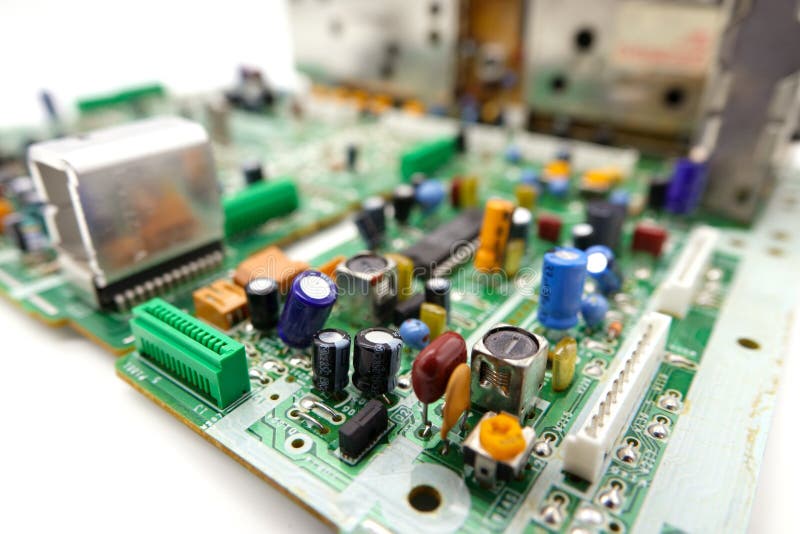 Board with Electronic Components Stock Photo Image of resistor, chips