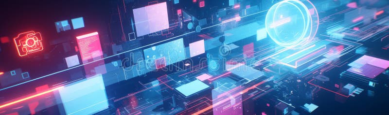 Board with a futuristic design, featuring holographic elements and a dark background, Generative AI AI generated