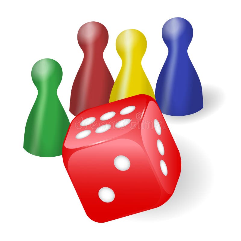 Board Game Figures With Dice Stock Vector - Illustration of dots, group: 23845731