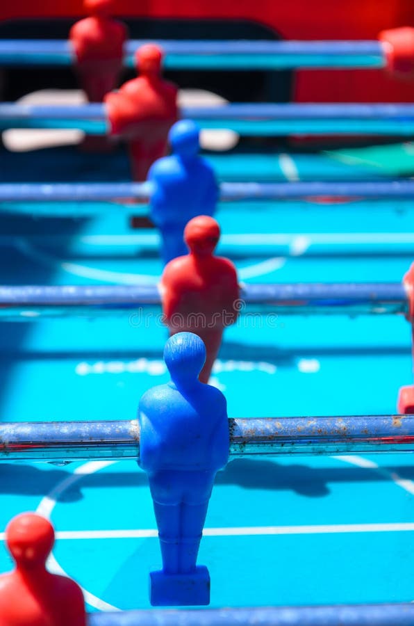 Board game football with blue and red figures stock image
