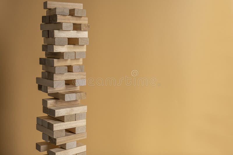 Board Game. Tower Build of Wooden Blocks. Stock Image - Image of ...