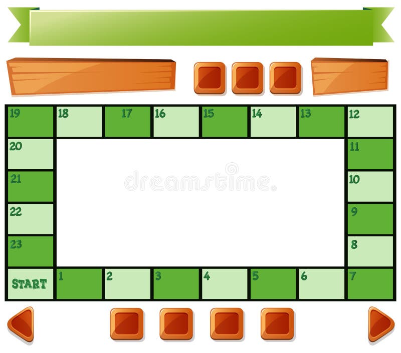 Boardgame template and buttons stock illustration