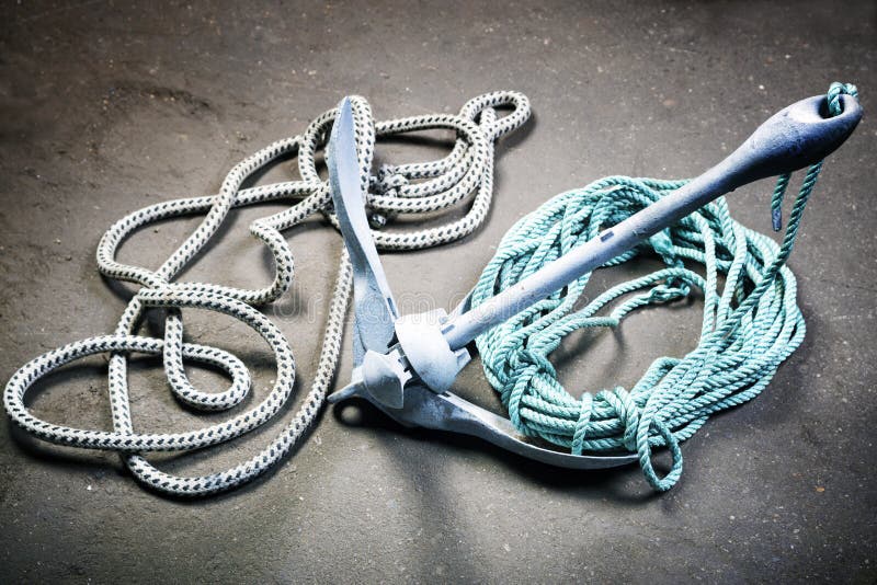 Boat anchor and ropes stock photo. Image of marine, motor 123726114