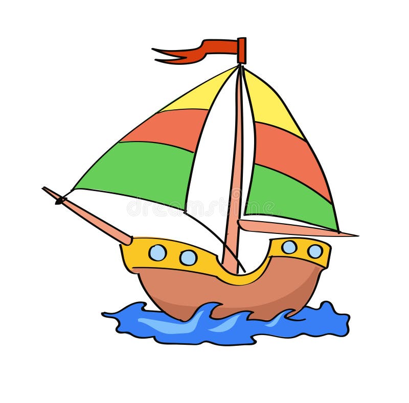 Boat Cartoon Colorful On A White Background Stock Vector ...