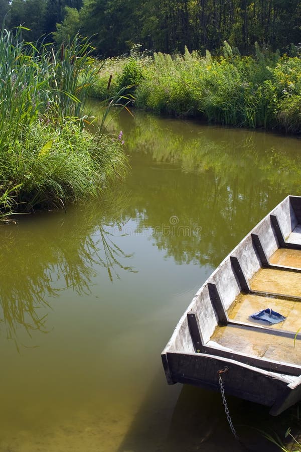 Boat detail in pond