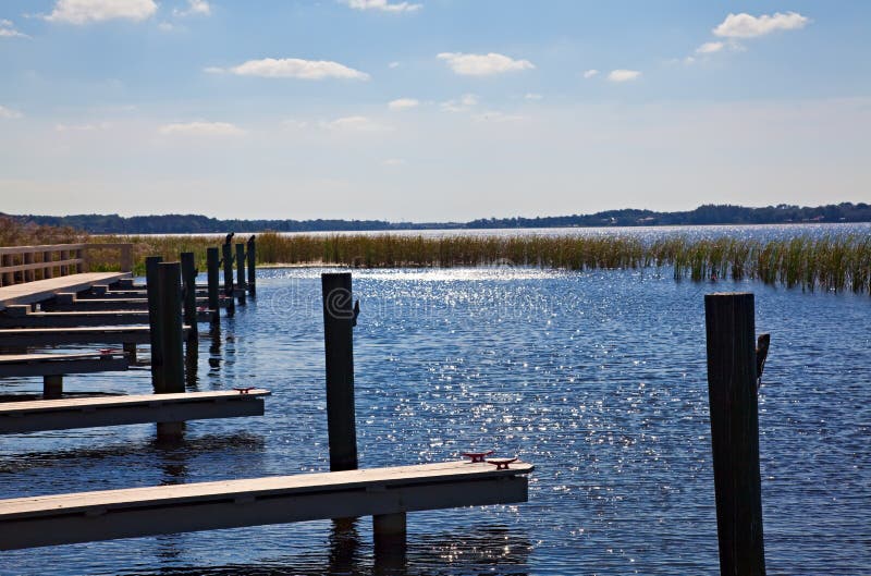 Boat Dock on Florida Lake royalty free stock photos