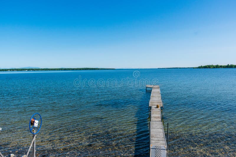 A Boat Dock on Lake Champlain Stock Image Image of peace, beach