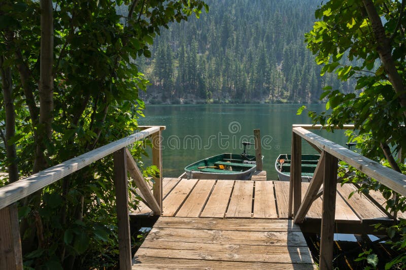 Boat Dock at a Lake in the Woods Stock Image - Image of forest, nature ...