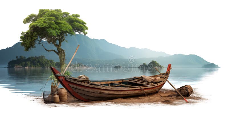 Boat Fishing Rods Realistic Island Palm Trees Stock Illustration -  Illustration of game, relax: 282928505