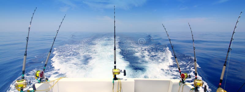 Boat fishing trolling panoramic rod and reels