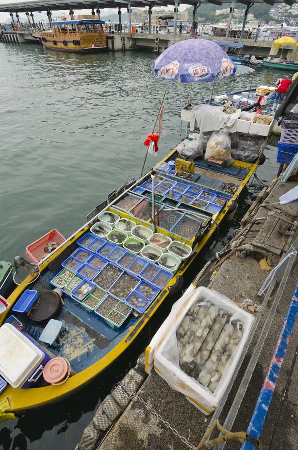 Floating Seafood Market In Sai Kung, Hong Kong Editorial Stock Image