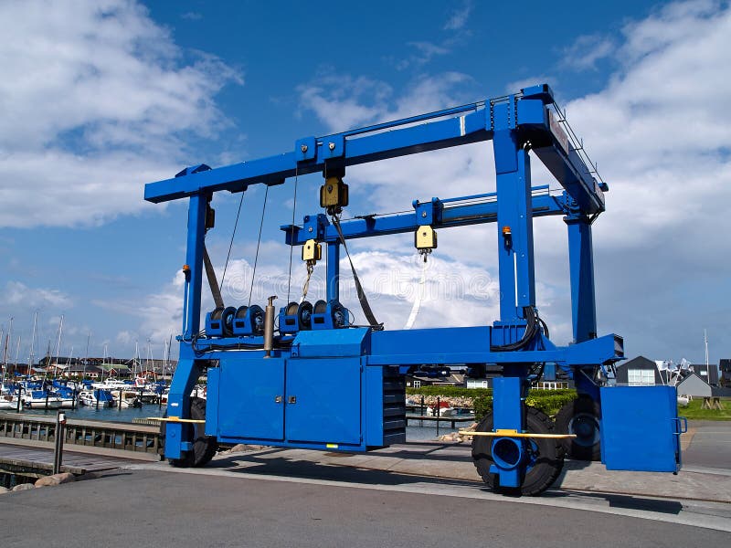Boat lifter crane stock photo. Image of blue, equipment 74659198