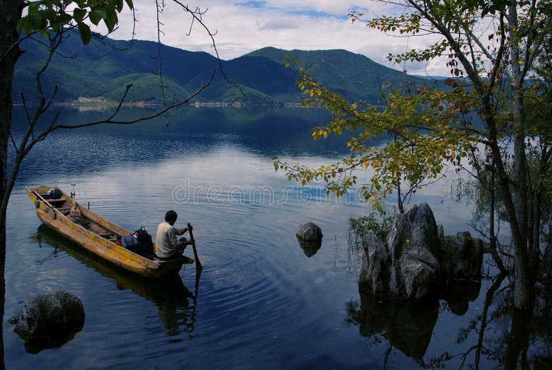 A boat in Lugu lake