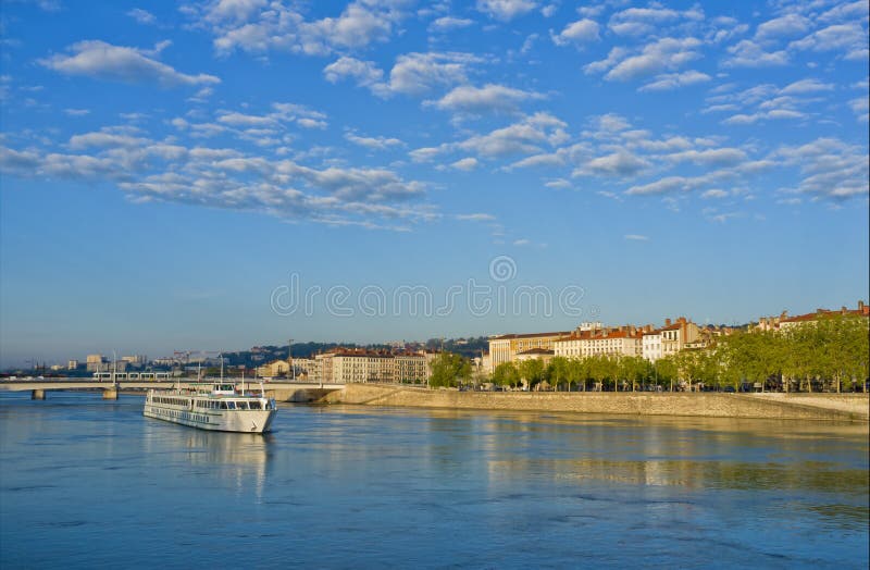 Boat on Rhone River, Lyon France