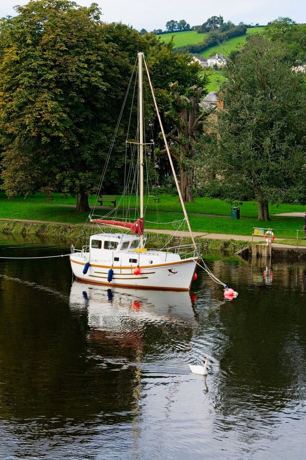 Boat on a River Dart in Devon Stock Image Image of cloudy, water