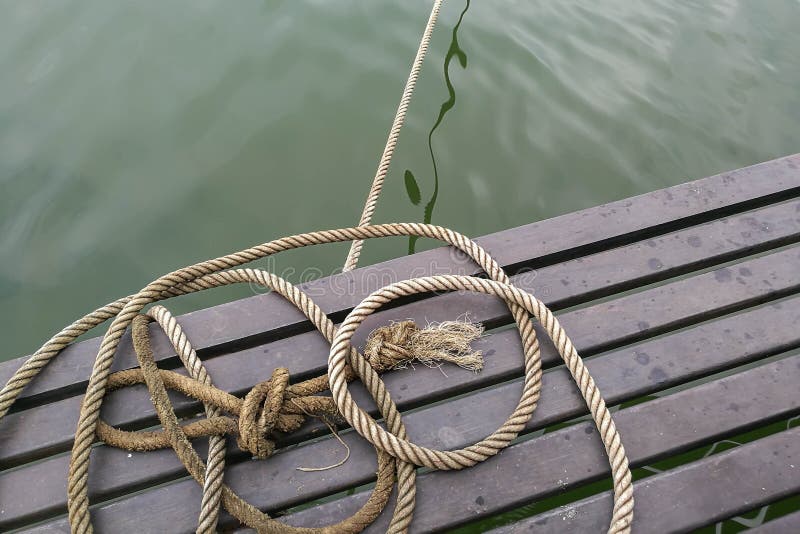 Boat Rope , Rope Knot on Wood and Water Stock Photo Image of ship