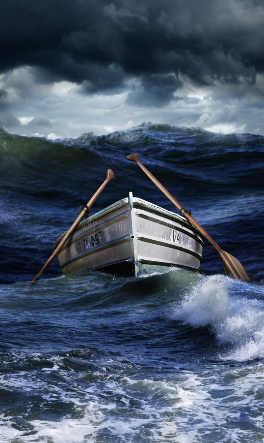 Boat in rough seas stock image. Image of boat, lone ...