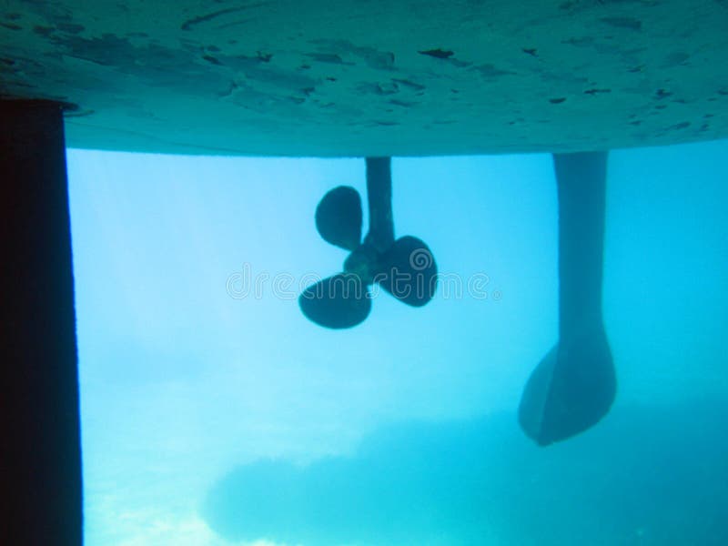 Boat s keel and propeller