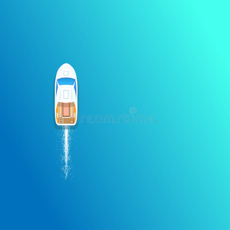 Boat on the sea.Speed boat in the ocean top aerial view