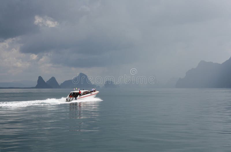 Boat in Sea in Stormy Weather Stock Photo Image of danger, coming