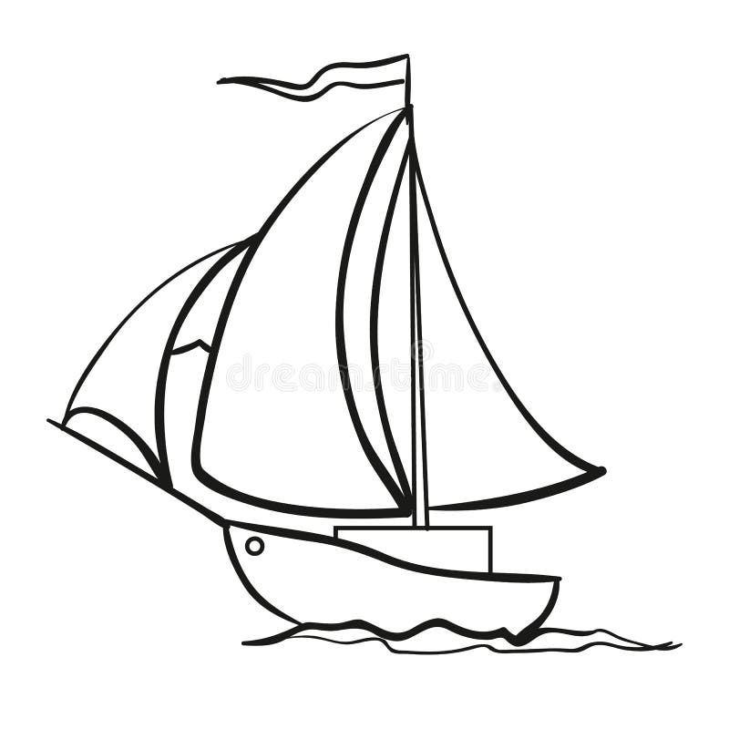 Motor boat sketch coloring book isolated object Vector Image