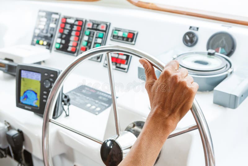 Steering Wheel Of Light Boat Stock Image Image of detail, catamaran