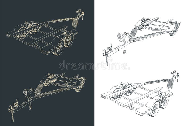 Boat trailer illustration stock vector. Illustration of transport
