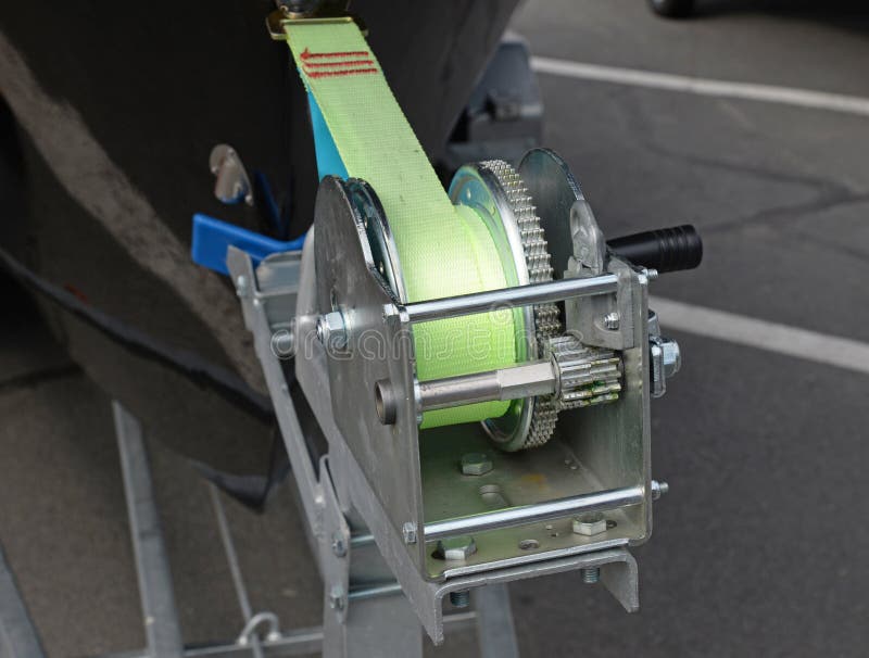 Boat Trailer Winch with Blue Rope Stock Photo Image of pull