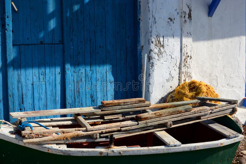 Boathouse. Klima, Milos. Cyclades islands. Greece
