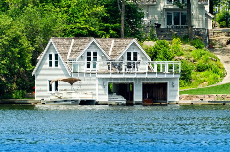 Boathouse with Living Quarters Stock Image Image of forest, garage