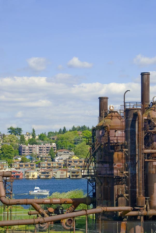 Boating by Gas Works Park stock photo