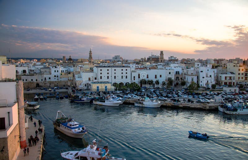 Boats in harbour of Monopoli town, Puglia Apulia, Southern Italy stock photos Boats in harbour of Monopoli town, Puglia Apulia, Southern Italy stock photos