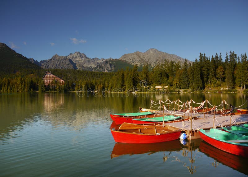 Mountain Lake Boats Stock Image Image Of Nature Lake 33645323