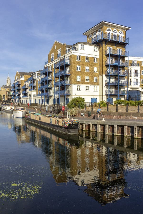 Boats at Limehouse Basin Marina, near Canary wharf riverside, London royalty free stock photography Boats at Limehouse Basin Marina, near Canary wharf riverside, London royalty free stock photography